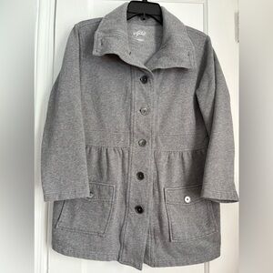 Style & Co Gray Button Front Casual Jacket with High Collared Pockets Sz: Large